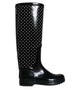 Dolce & Gabbana Black Polka Dot Rubber Knee High Boots Shoes -   -  Dolce & Gabbana.